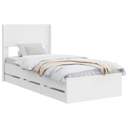 Bedframe met opbergruimte en hoofdbord met lade Wit 75 x 190 cm