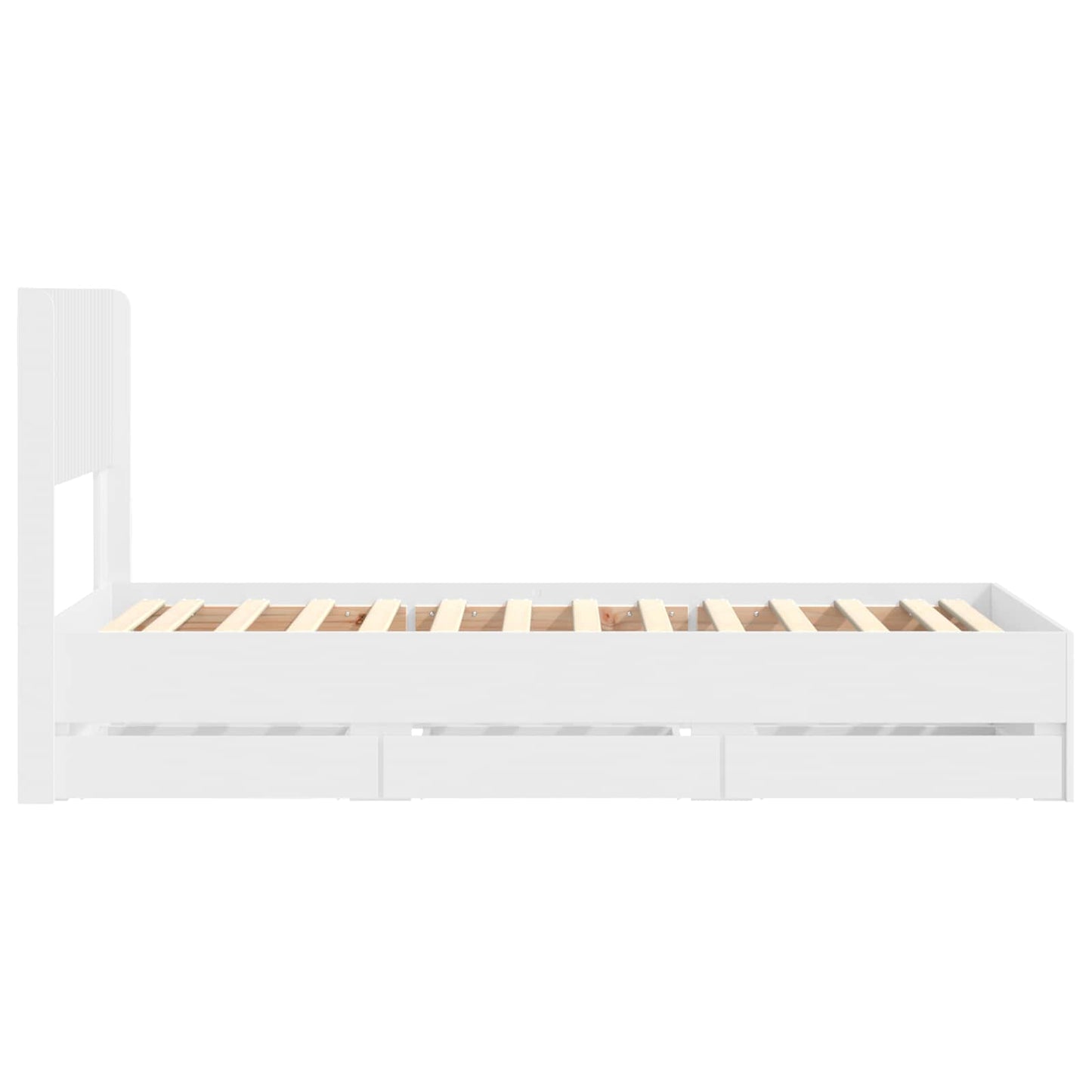 Bedframe met opbergruimte en hoofdbord met lade Wit 75 x 190 cm