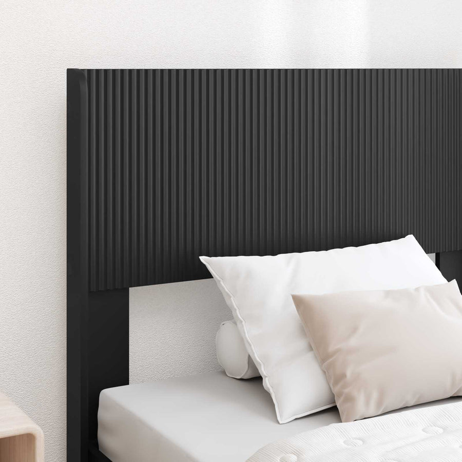 Bedframe met opbergruimte en hoofdbord Zwart 75 x 190 cm