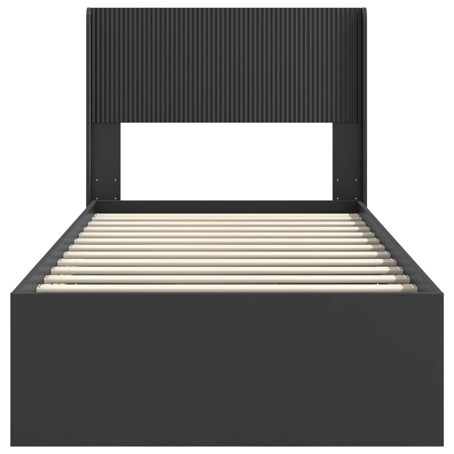 Bedframe met opbergruimte en hoofdbord Zwart 75 x 190 cm