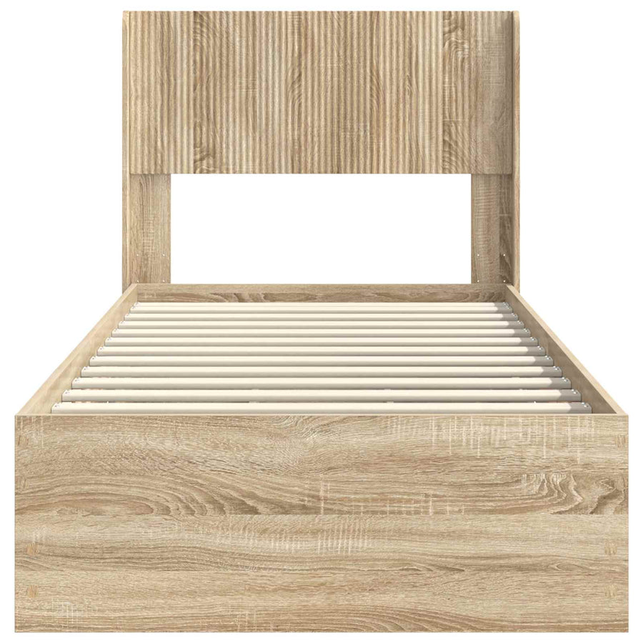 Bedframe met opbergruimte en hoofdbord Sonoma Eiken 75 x 190 cm