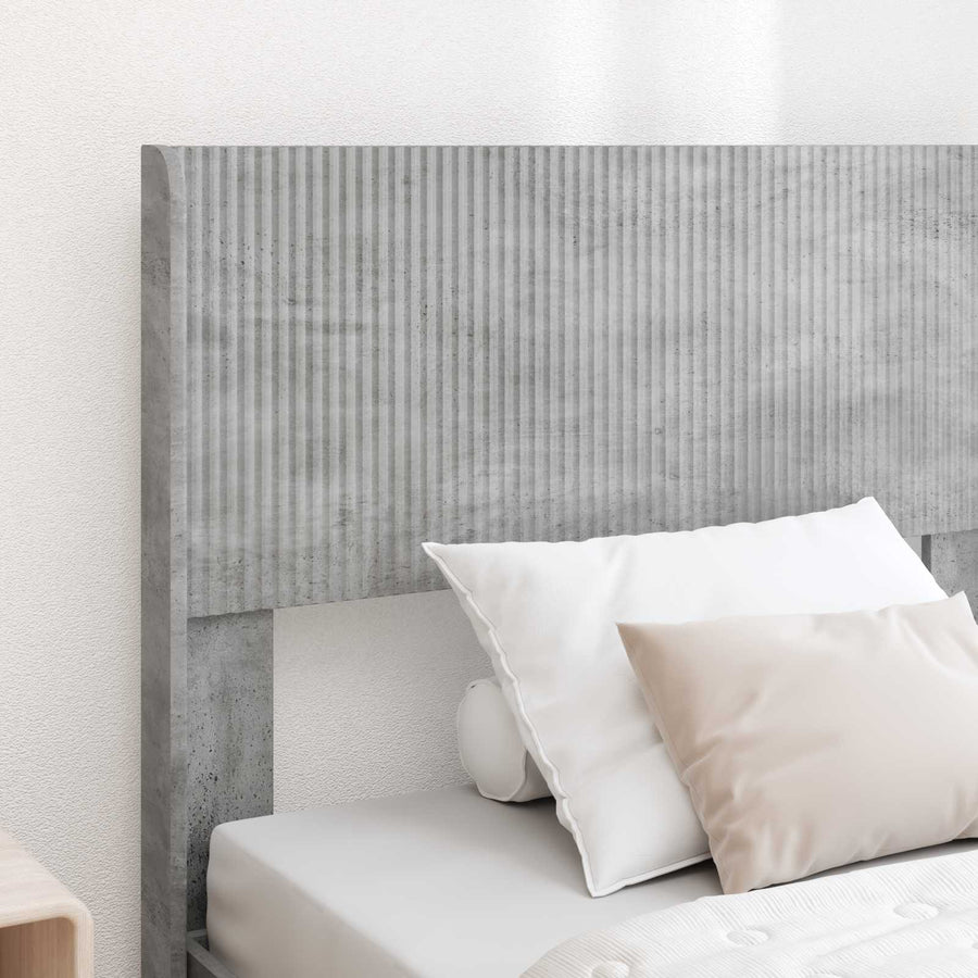 Bedframe met opbergruimte en hoofdbord Betongrijs 75 x 190 cm