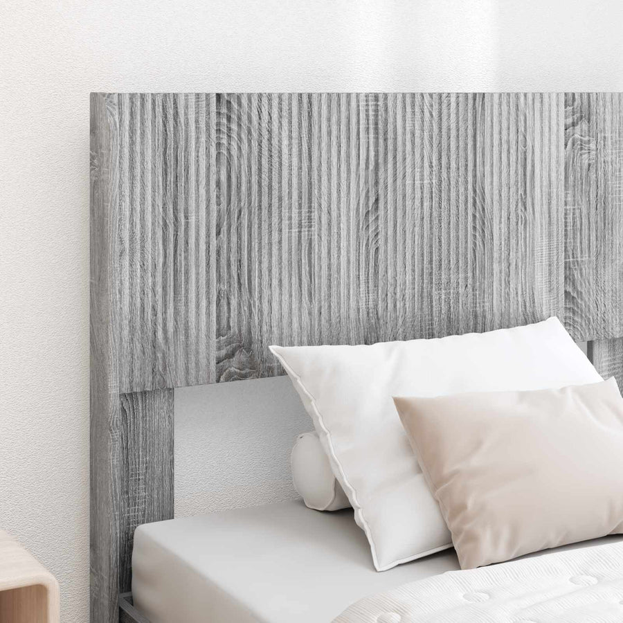 Bedframe met opbergruimte en hoofdbord Grijs sonoma 75 x 190 cm