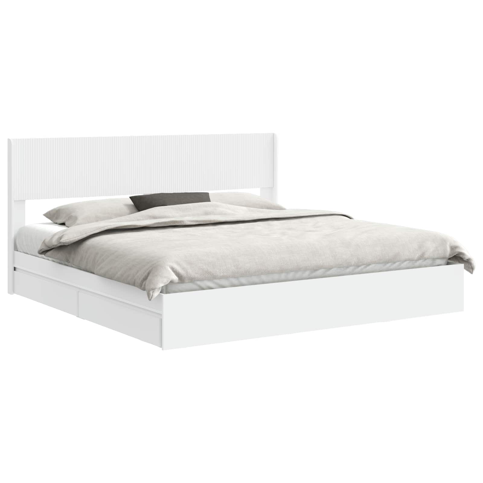 Bedframe met opbergruimte en hoofdbord Wit 200 x 200 cm