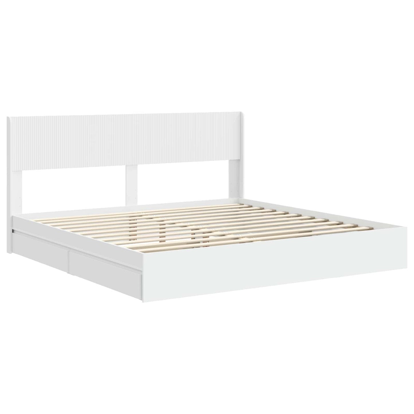 Bedframe met opbergruimte en hoofdbord Wit 200 x 200 cm