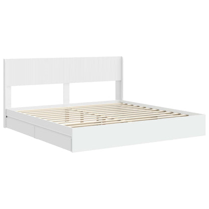 Bedframe met opbergruimte en hoofdbord Wit 200 x 200 cm