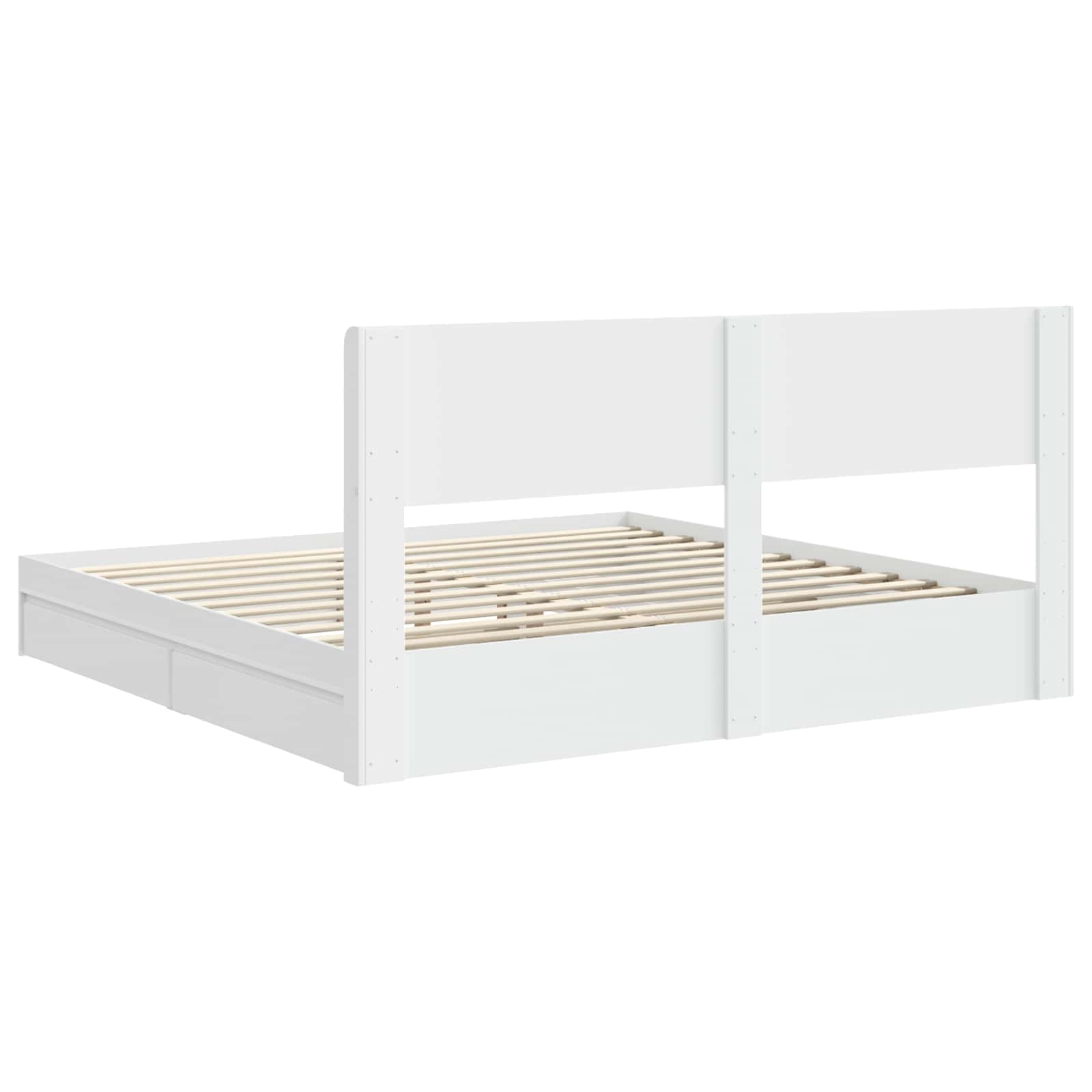 Bedframe met opbergruimte en hoofdbord Wit 200 x 200 cm