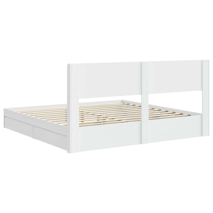 Bedframe met opbergruimte en hoofdbord Wit 200 x 200 cm