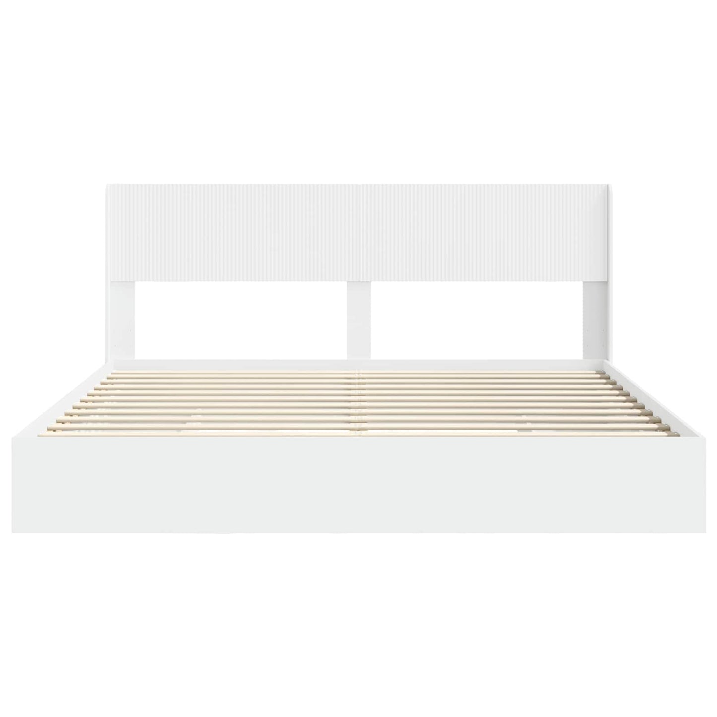 Bedframe met opbergruimte en hoofdbord Wit 200 x 200 cm