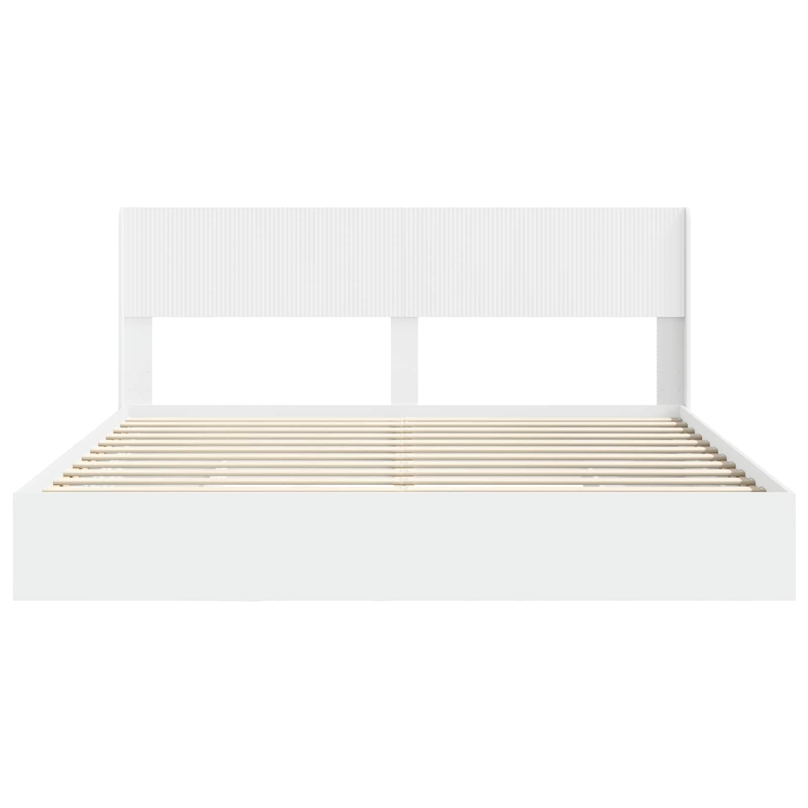 Bedframe met opbergruimte en hoofdbord Wit 200 x 200 cm