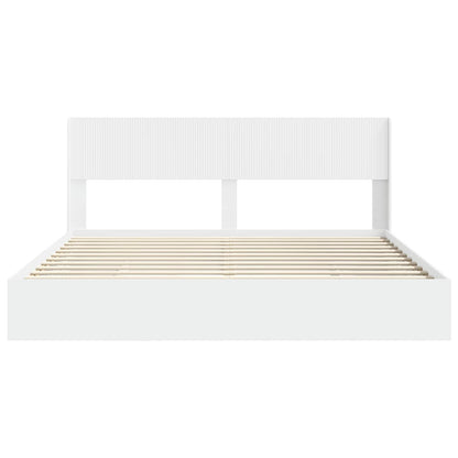 Bedframe met opbergruimte en hoofdbord Wit 200 x 200 cm
