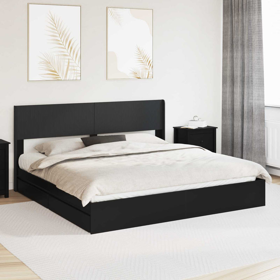 Bedframe met opbergruimte en hoofdbord 3 pcs Bewerkt hout