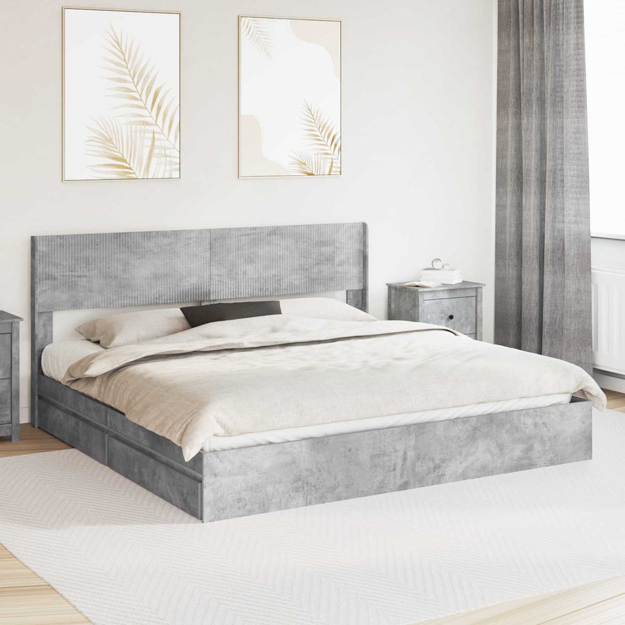 Bedframe met opbergruimte en hoofdbord 3 pcs Bewerkt hout