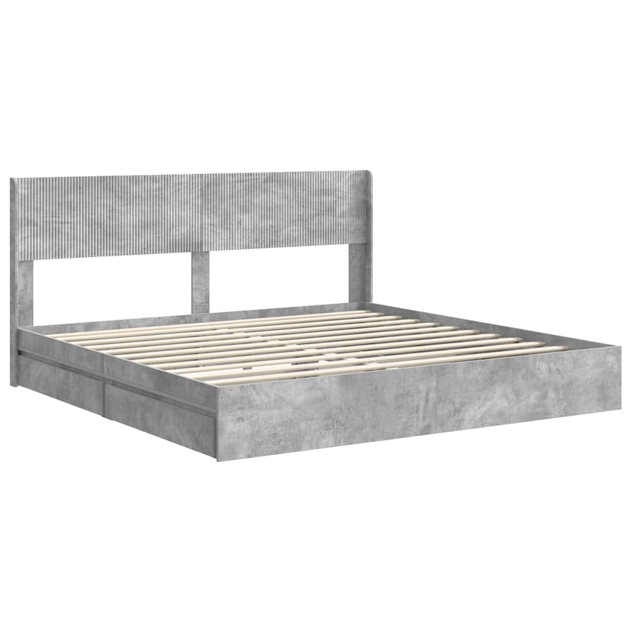 Bedframe met opbergruimte en hoofdbord 3 pcs Bewerkt hout