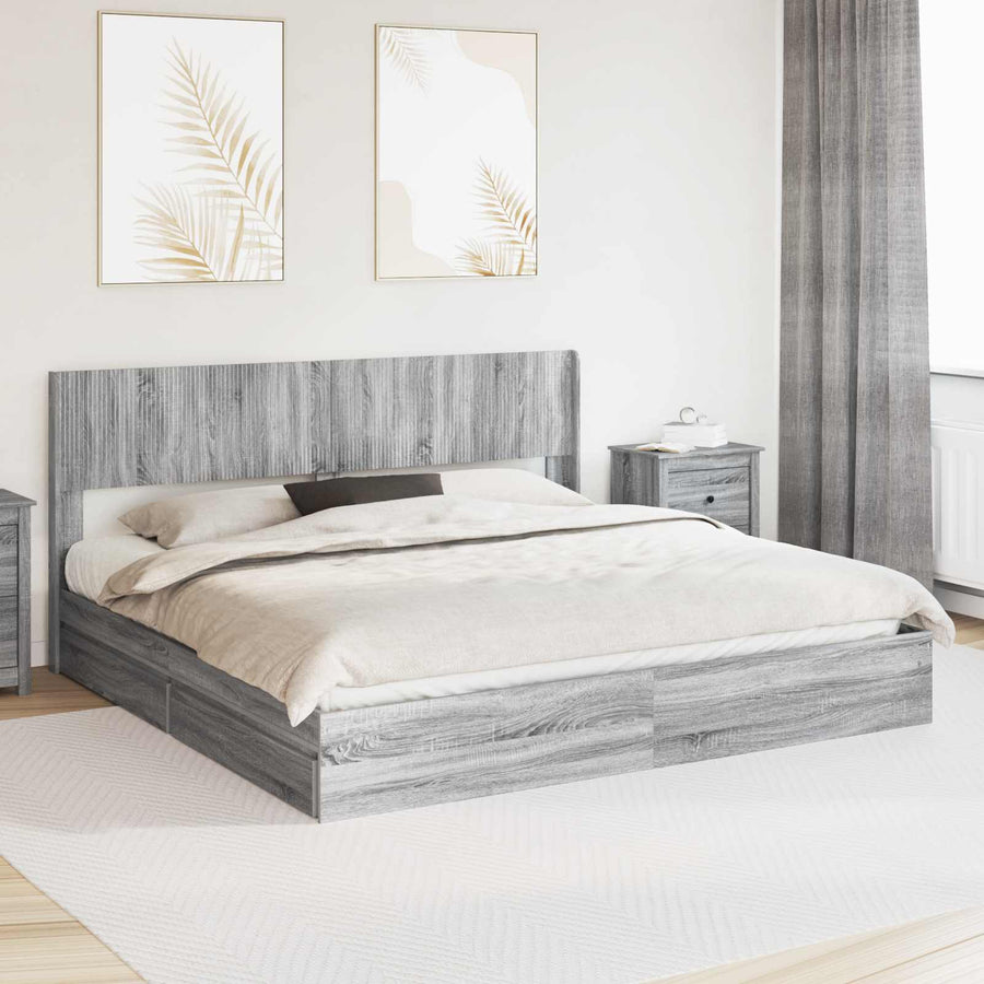 Bedframe met opbergruimte en hoofdbord 3 pcs Bewerkt hout