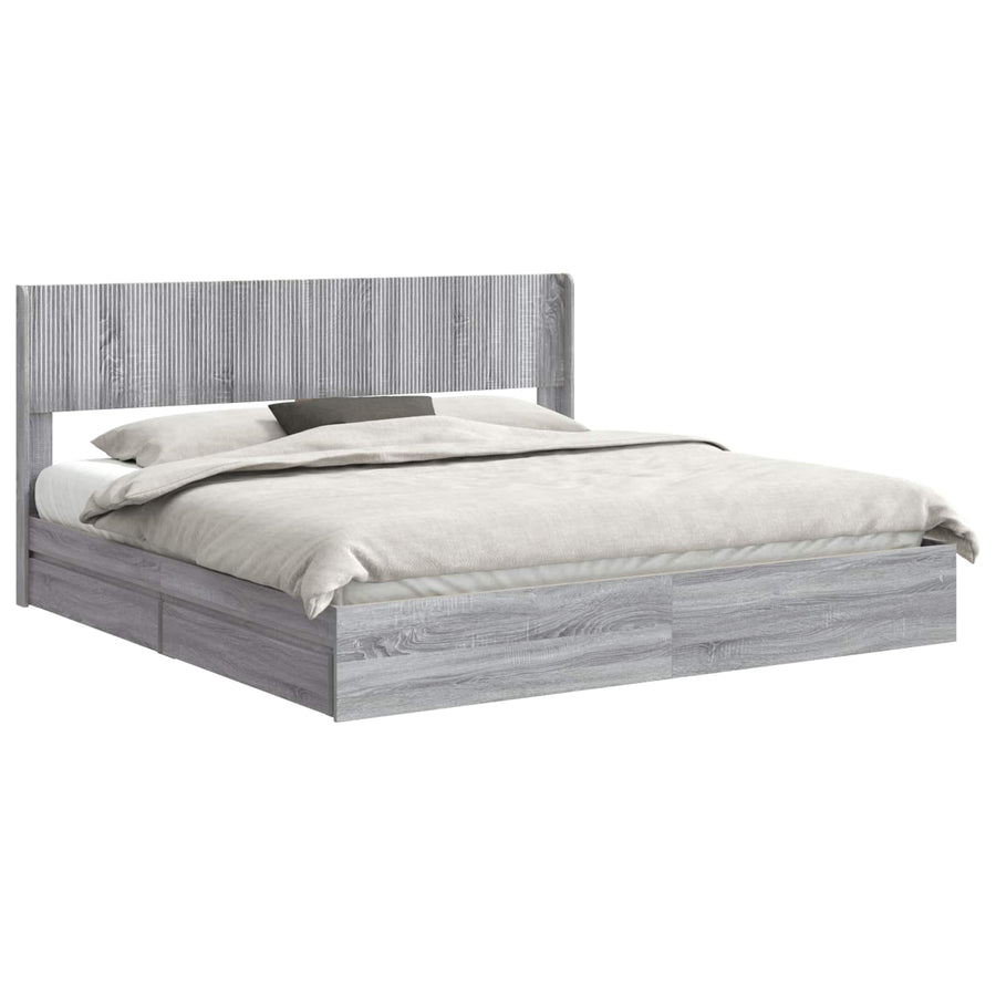Bedframe met opbergruimte en hoofdbord 3 pcs Bewerkt hout