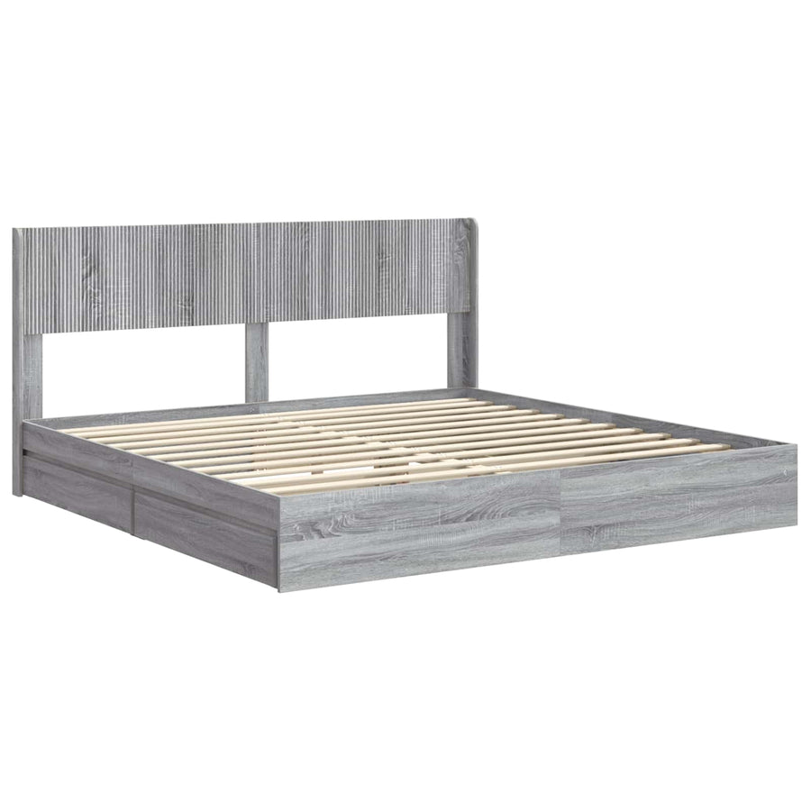 Bedframe met opbergruimte en hoofdbord 3 pcs Bewerkt hout