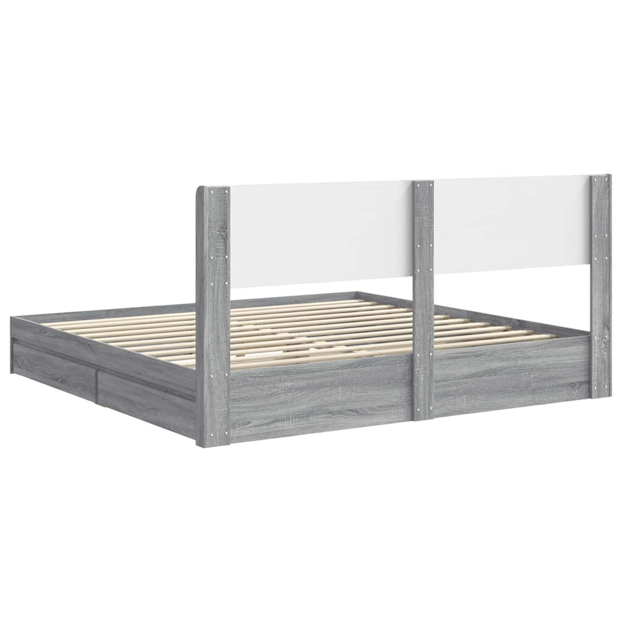 Bedframe met opbergruimte en hoofdbord 3 pcs Bewerkt hout