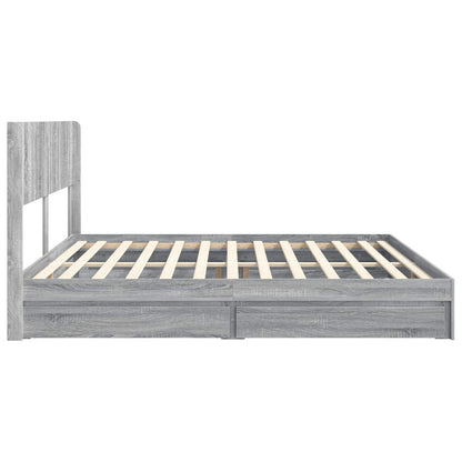 Bedframe met opbergruimte en hoofdbord 3 pcs Bewerkt hout