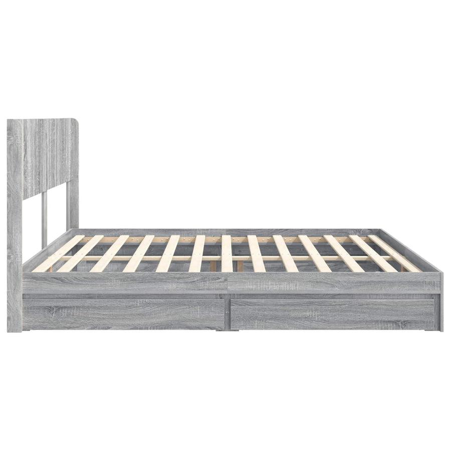 Bedframe met opbergruimte en hoofdbord 3 pcs Bewerkt hout