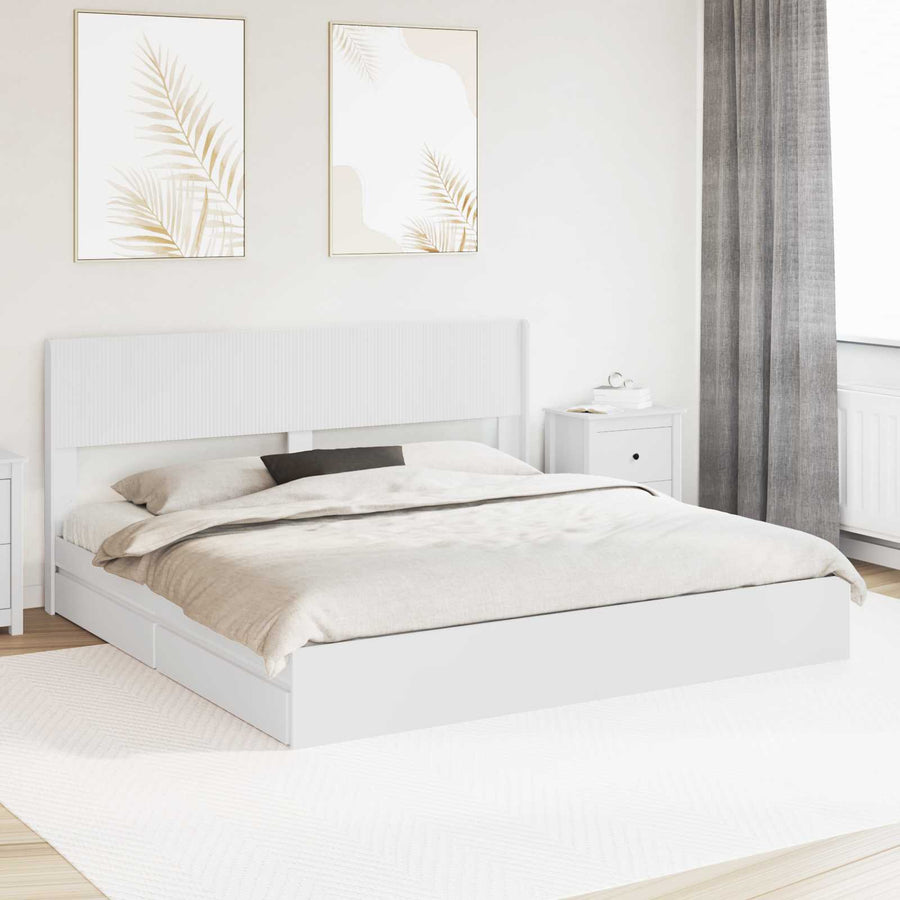 Bedframe met opbergruimte en hoofdbord Wit 180 x 200 cm