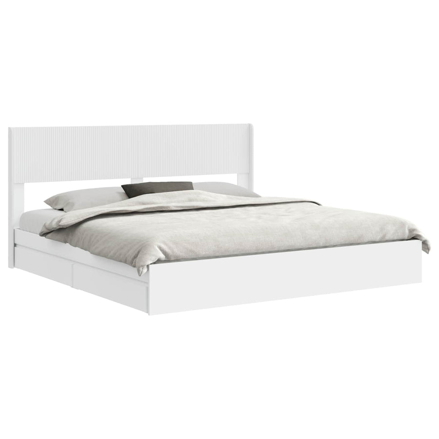 Bedframe met opbergruimte en hoofdbord Wit 180 x 200 cm