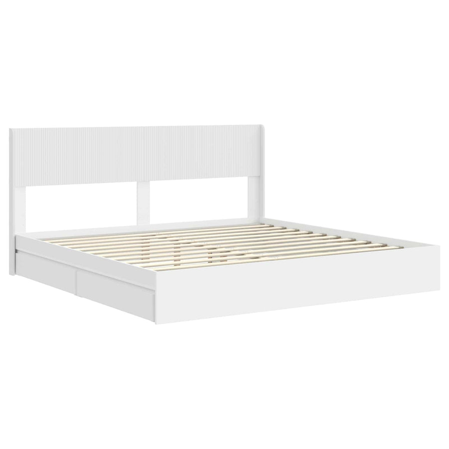 Bedframe met opbergruimte en hoofdbord Wit 180 x 200 cm