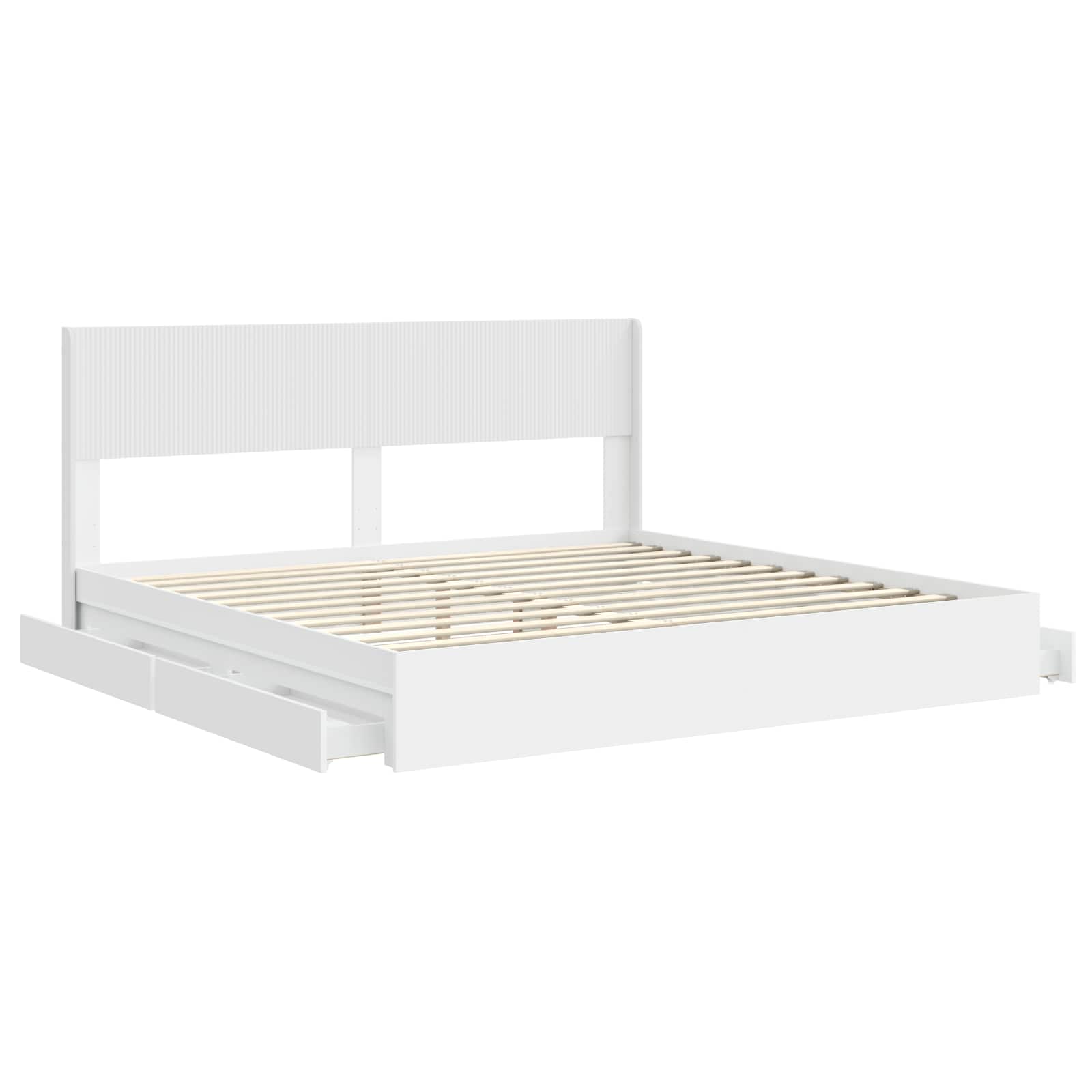 Bedframe met opbergruimte en hoofdbord Wit 180 x 200 cm