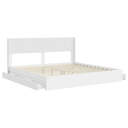 Bedframe met opbergruimte en hoofdbord Wit 180 x 200 cm
