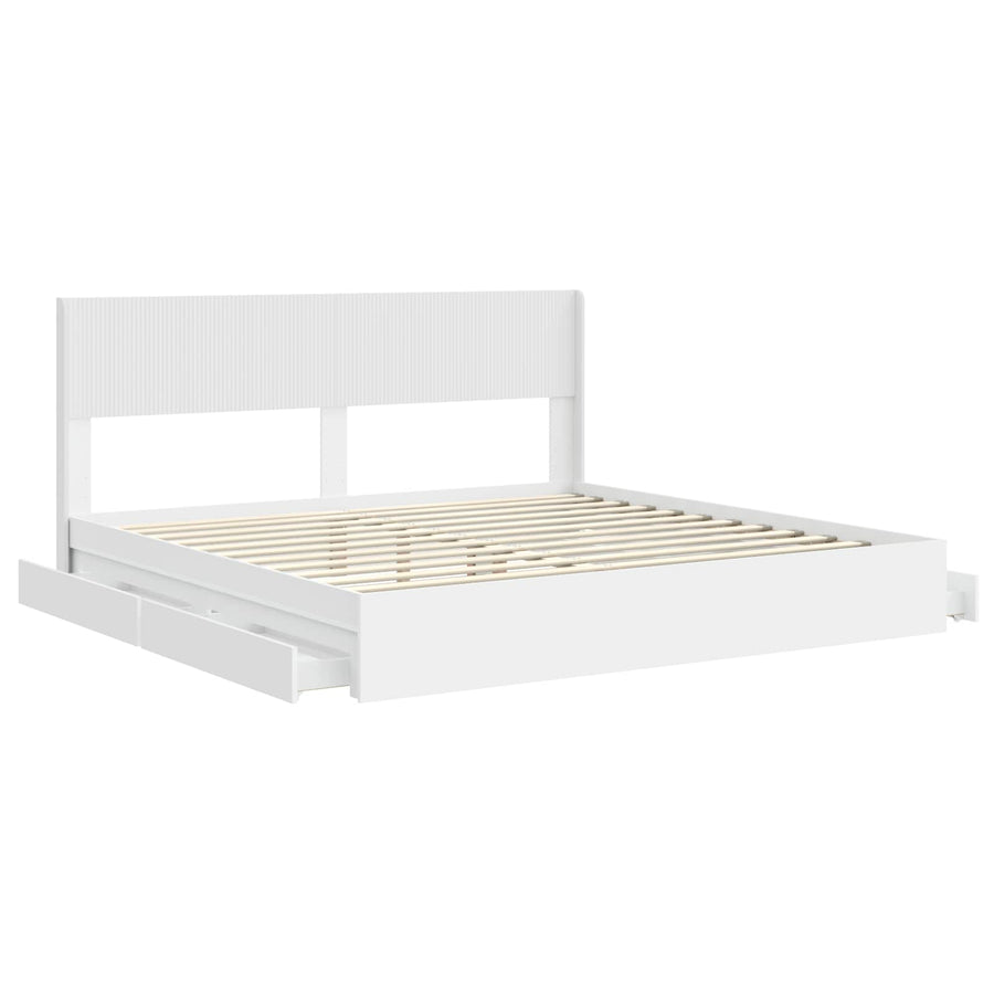 Bedframe met opbergruimte en hoofdbord Wit 180 x 200 cm