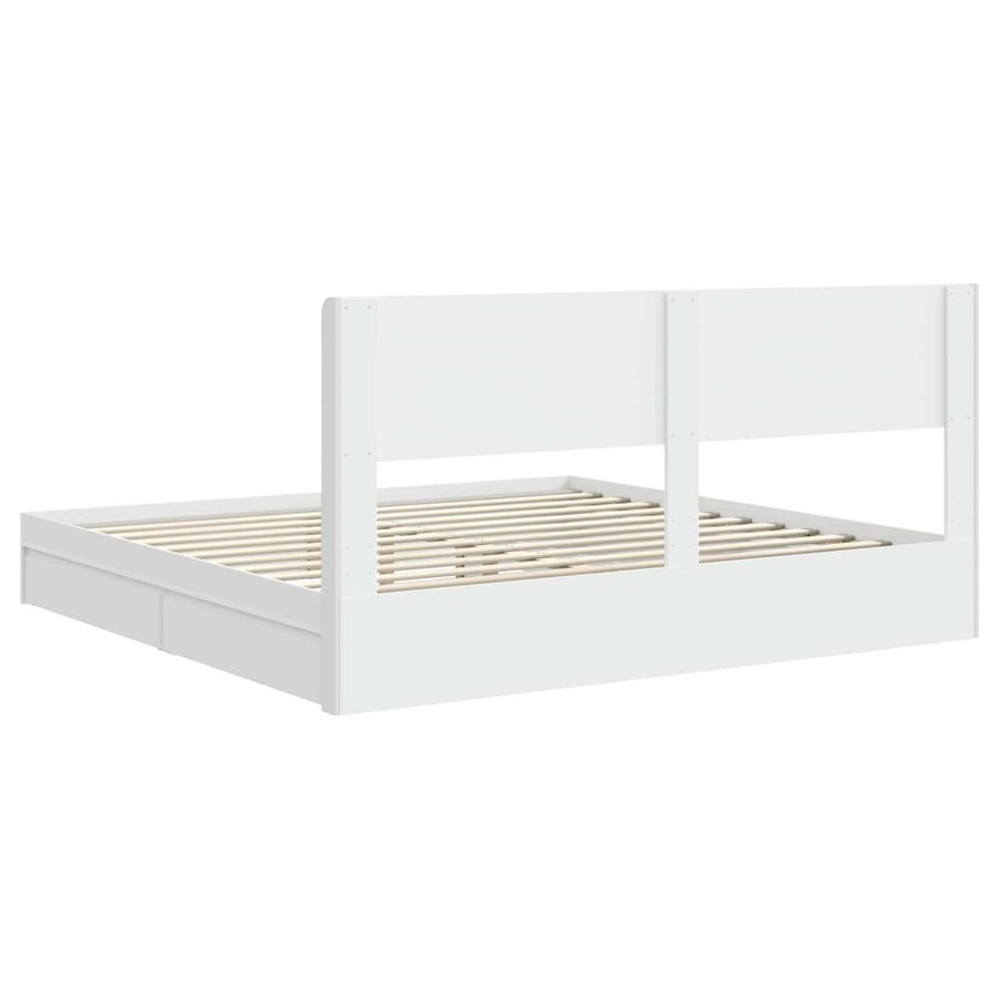 Bedframe met opbergruimte en hoofdbord Wit 180 x 200 cm