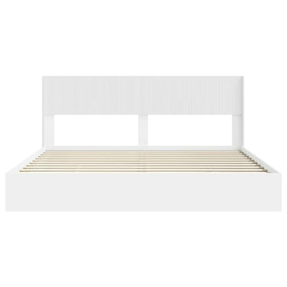 Bedframe met opbergruimte en hoofdbord Wit 180 x 200 cm