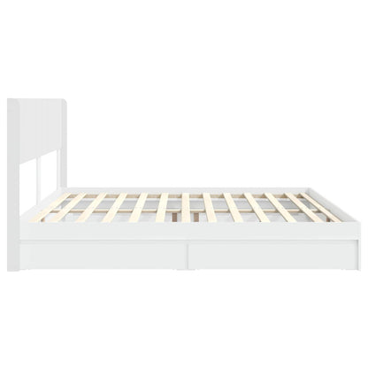 Bedframe met opbergruimte en hoofdbord Wit 180 x 200 cm