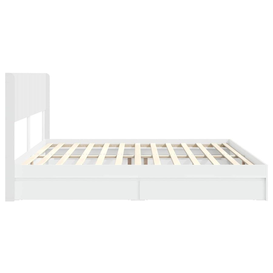 Bedframe met opbergruimte en hoofdbord Wit 180 x 200 cm