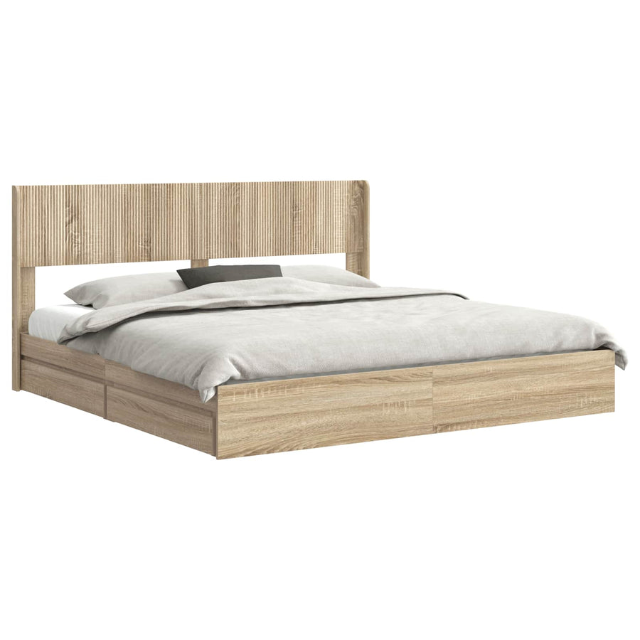 Bedframe met opbergruimte en hoofdbord Sonoma Eiken