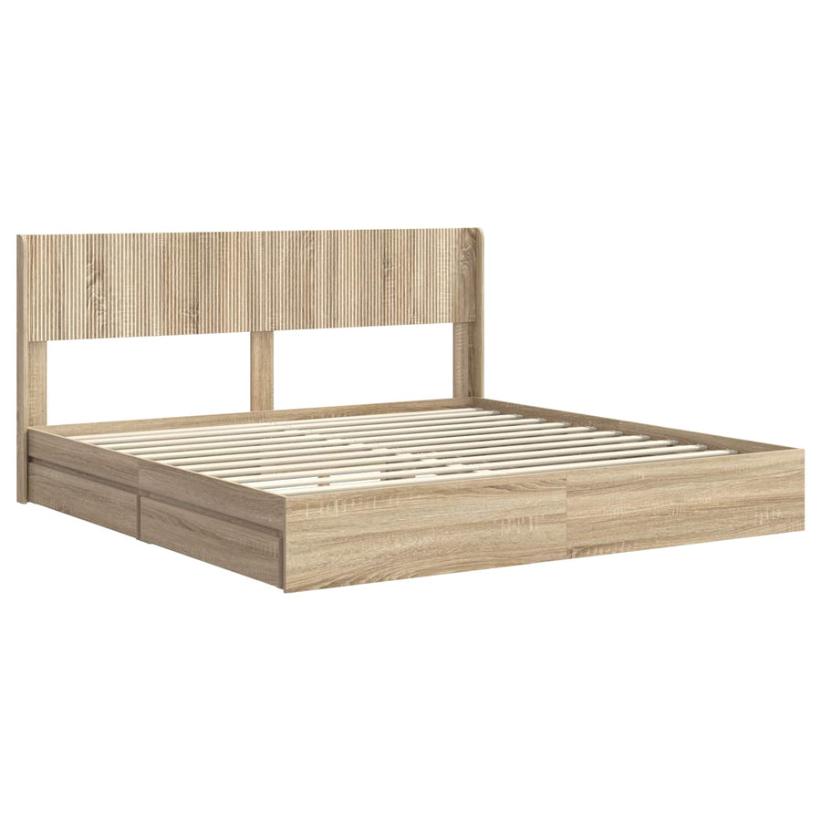 Bedframe met opbergruimte en hoofdbord Sonoma Eiken