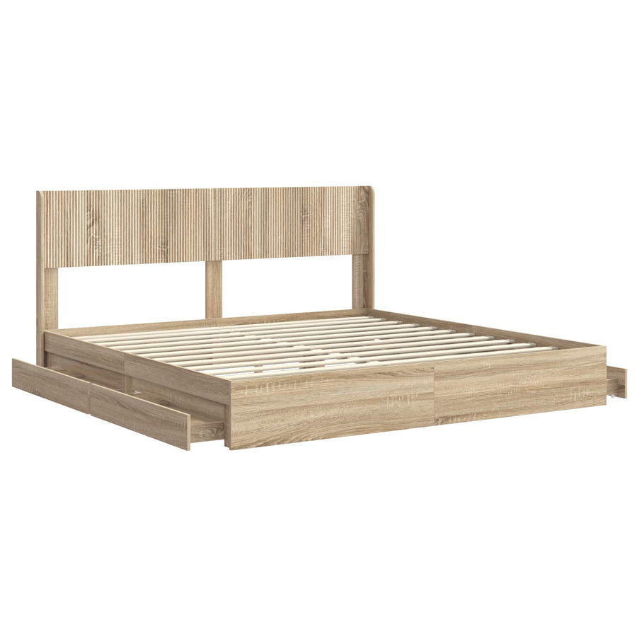 Bedframe met opbergruimte en hoofdbord Sonoma Eiken