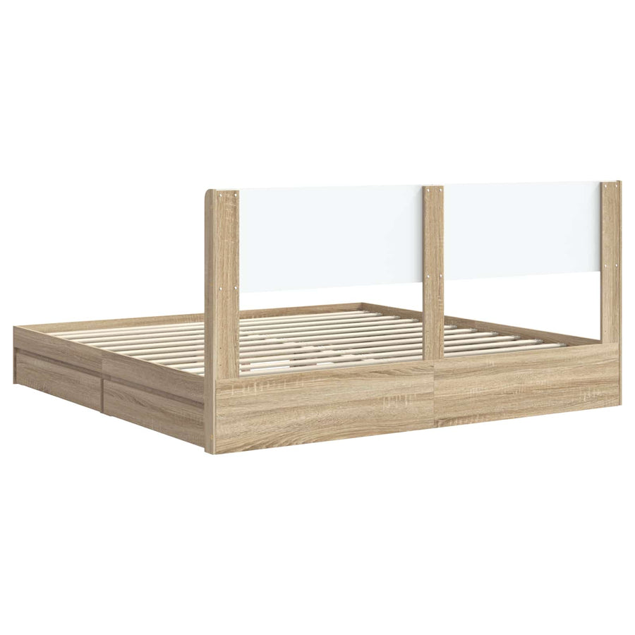 Bedframe met opbergruimte en hoofdbord Sonoma Eiken