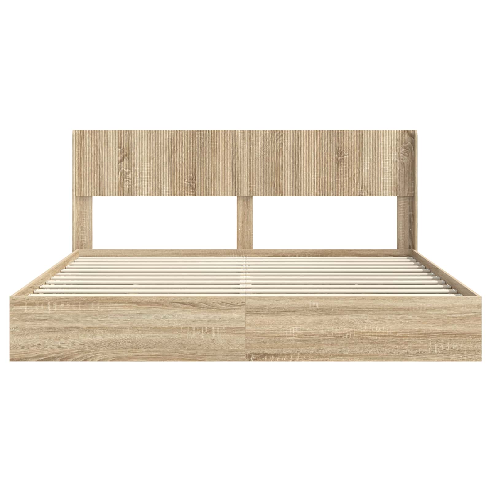Bedframe met opbergruimte en hoofdbord Sonoma Eiken
