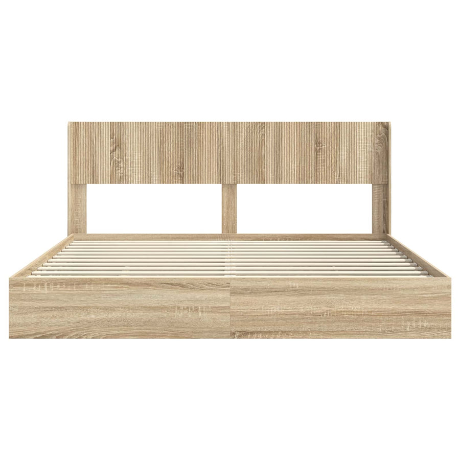Bedframe met opbergruimte en hoofdbord Sonoma Eiken