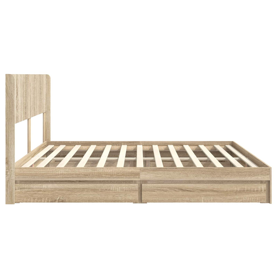 Bedframe met opbergruimte en hoofdbord Sonoma Eiken