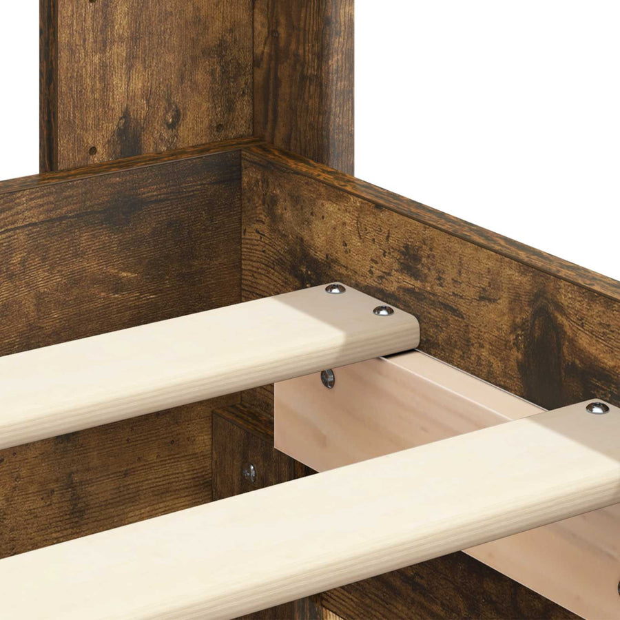 Bedframe met opbergruimte en hoofdbord Gerookt eiken