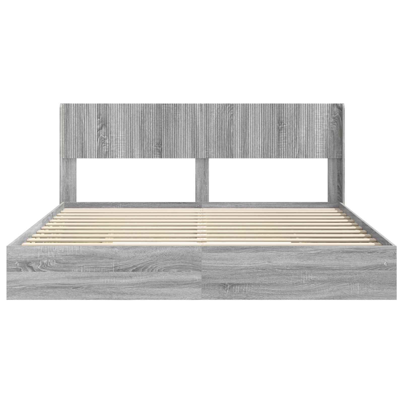 Bedframe met opbergruimte en hoofdbord Grijs Sonoma