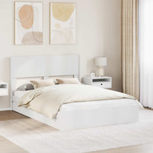 Bedframe met opbergruimte en hoofdbord Wit 160 x 200 cm