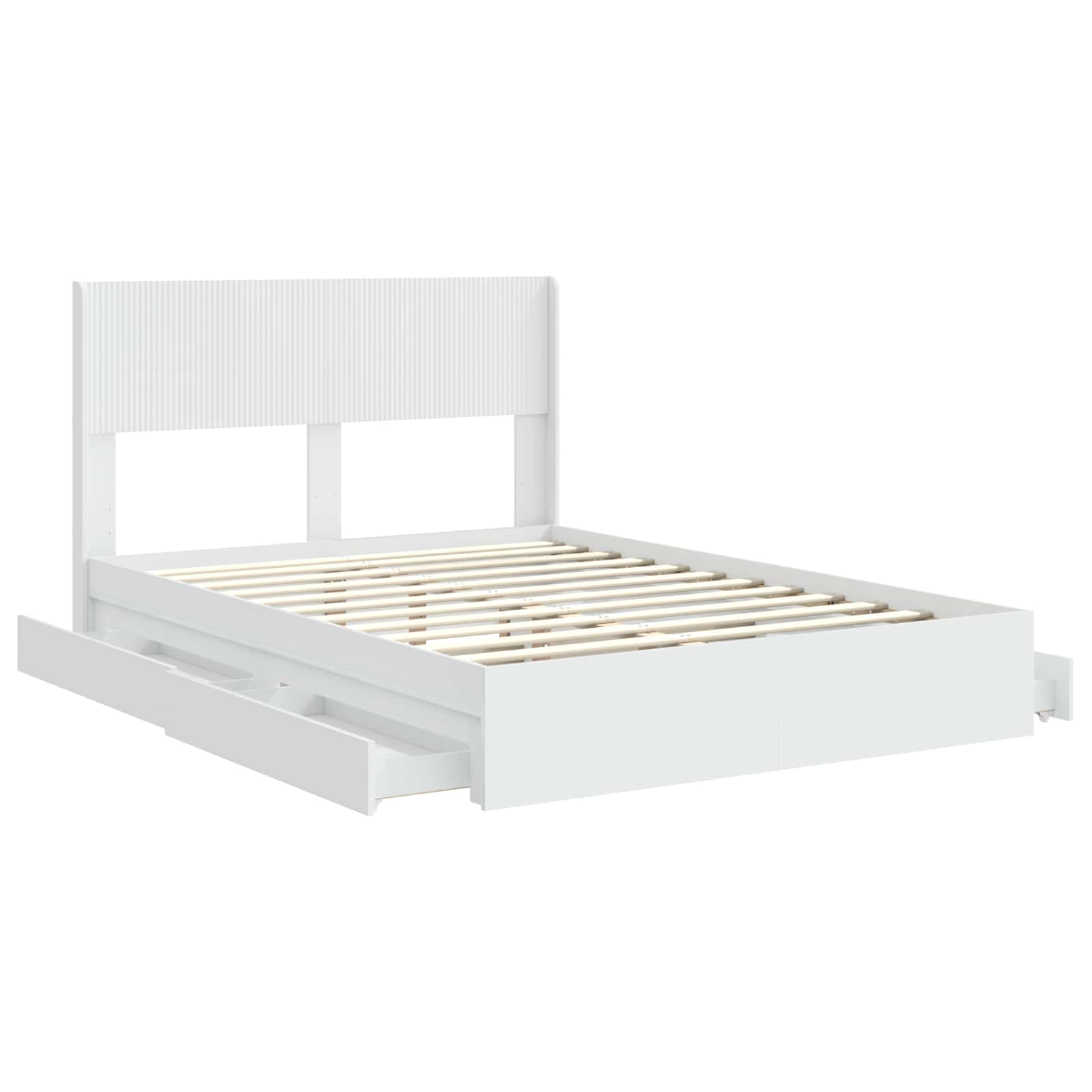 Bedframe met opbergruimte en hoofdbord Wit 160 x 200 cm