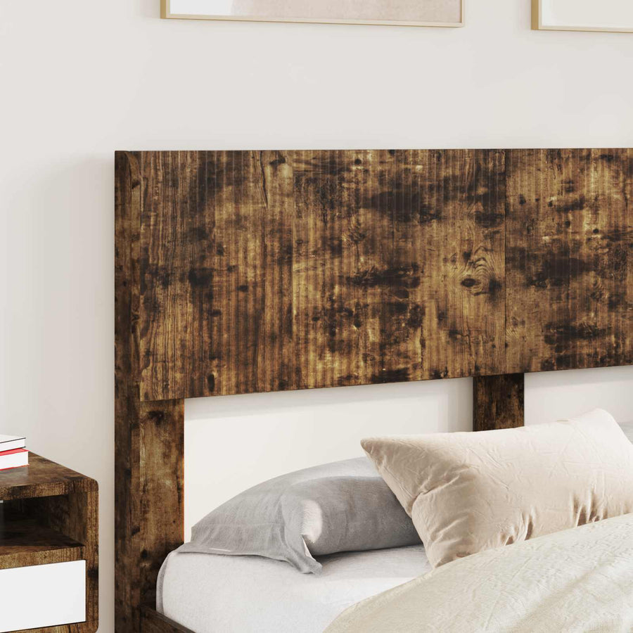 Bedframe met opbergruimte en hoofdbord Gerookt eiken