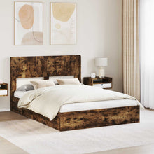 Bedframe met opbergruimte en hoofdbord Gerookt eiken