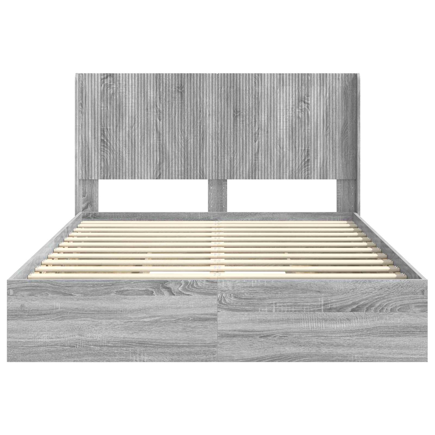 Bedframe met opbergruimte en hoofdbord Grijs Sonoma