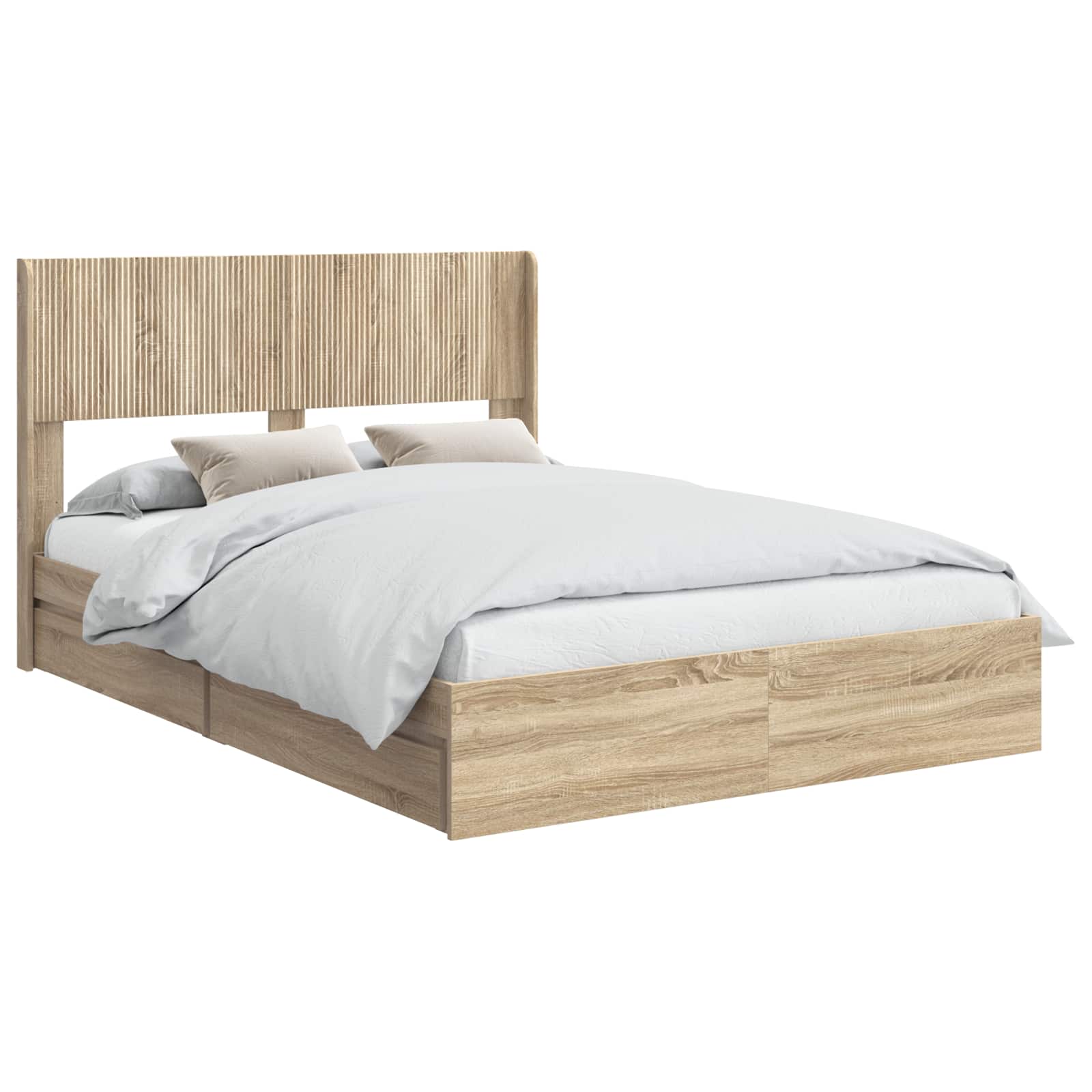 Bedframe met opbergruimte en hoofdbord Sonoma Eiken