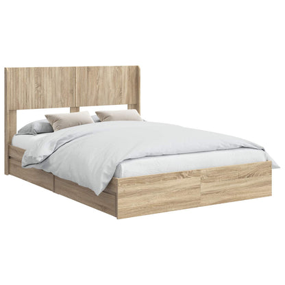Bedframe met opbergruimte en hoofdbord Sonoma Eiken